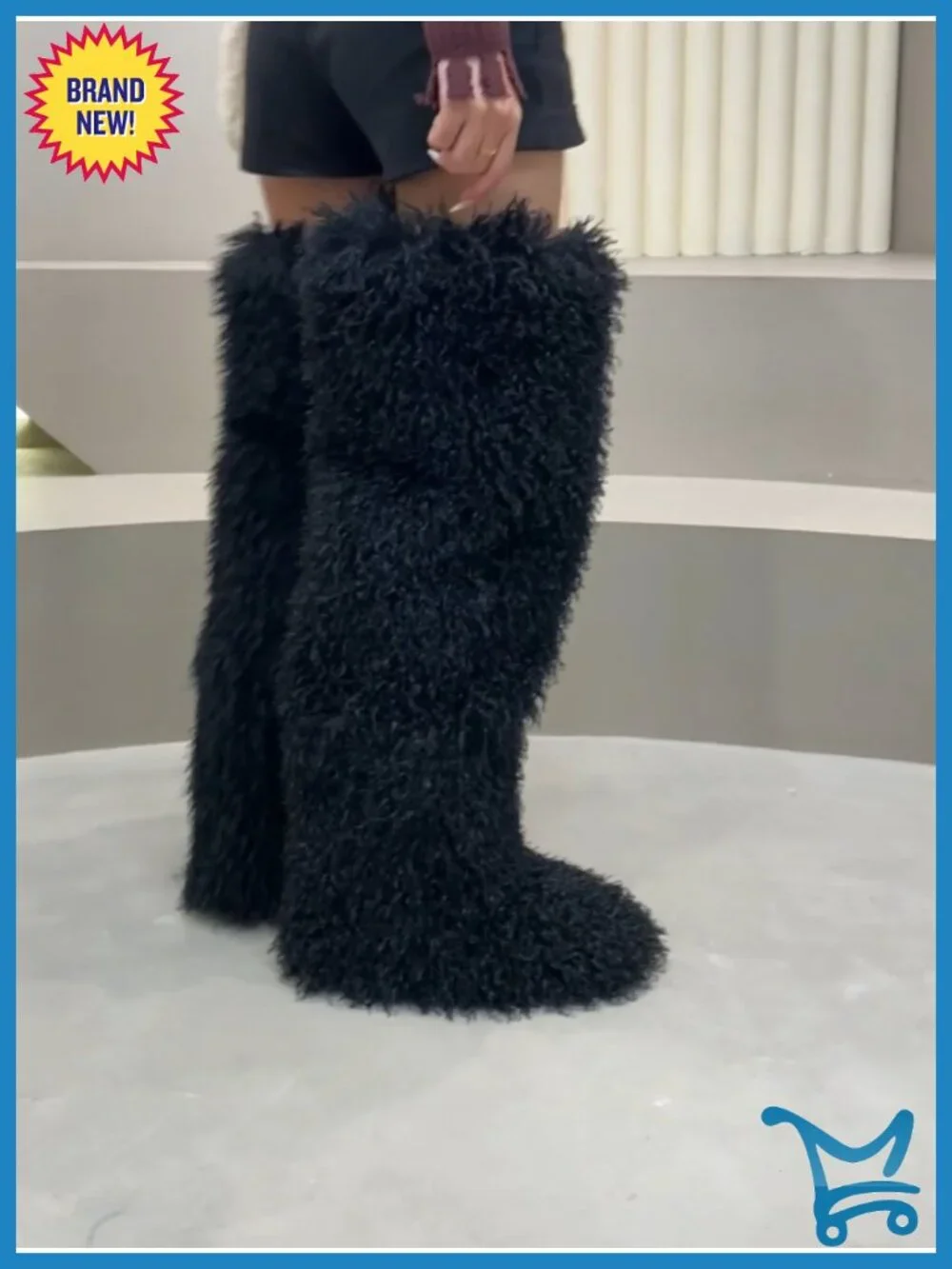Faux Fur Over-the-Knee Boots Fluffy Shaggy Long Winter Boots